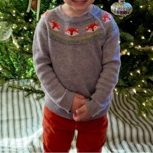 Jojo Maman | Cashmere Fair Isle Fox Sweater | 2 years